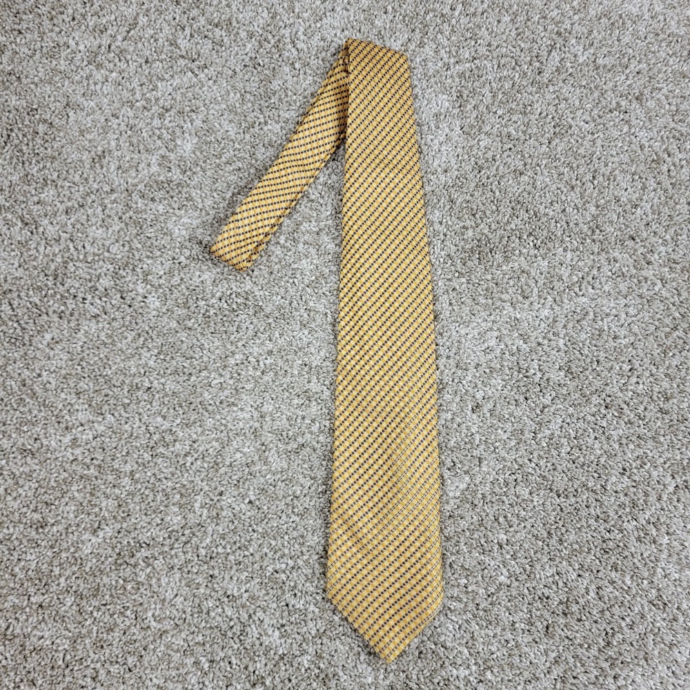Canali Gold Blue Geometric‎ Mens Necktie 100% Silk Tie Designer Made In Italy